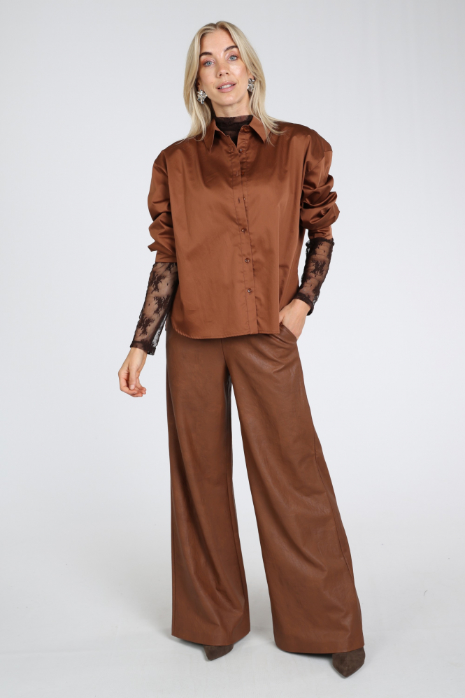 Caroline Biss 4653 Blouse lange mouw Bruin