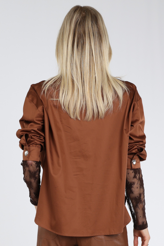 Caroline Biss 4653 Blouse lange mouw Bruin