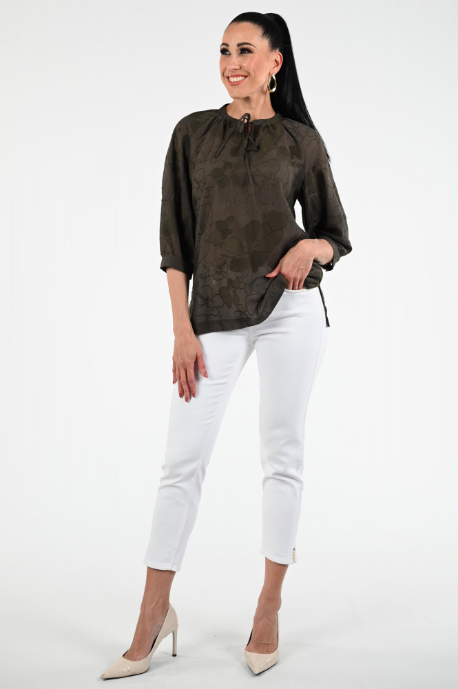 KYRA Ylse-s25 Blouse lange mouw Groen