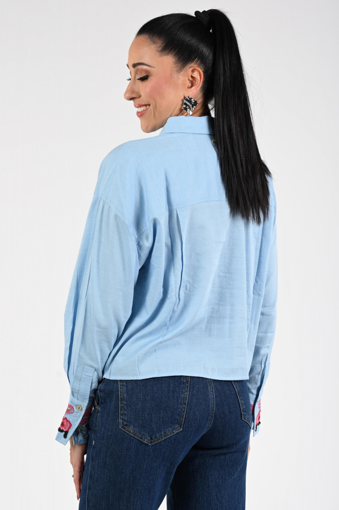 Pom Amsterdam SP9283 Blouse lange mouw Blauw