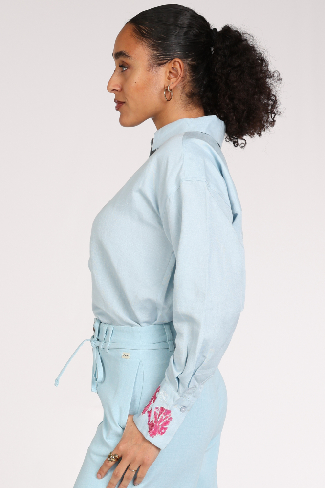 Pom Amsterdam SP9499 Blouse lange mouw Blauw