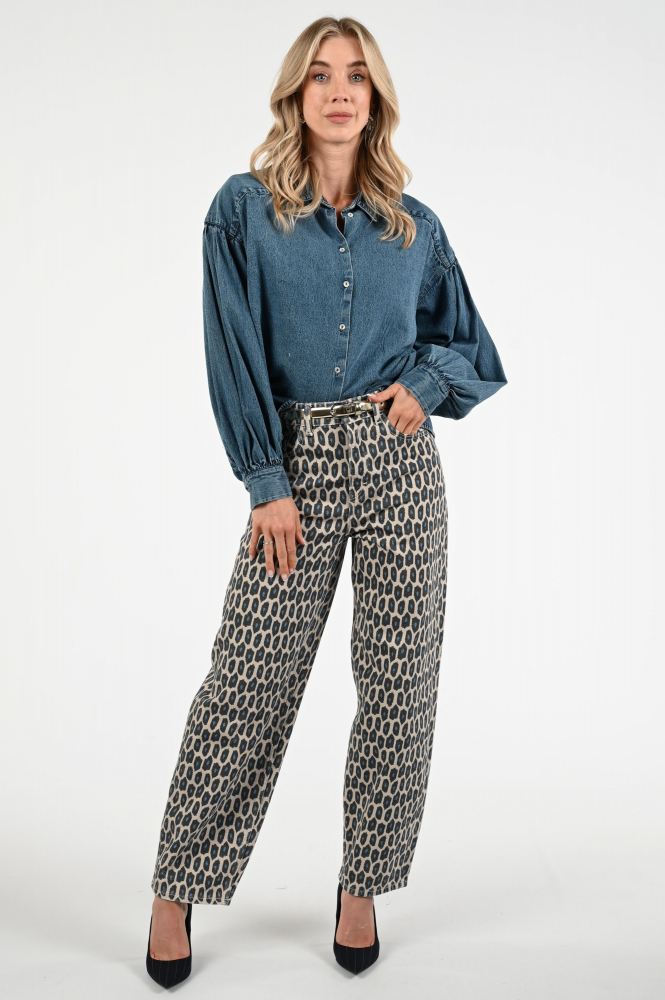 By-Bar sarah denim Blouse lange mouw Blauw