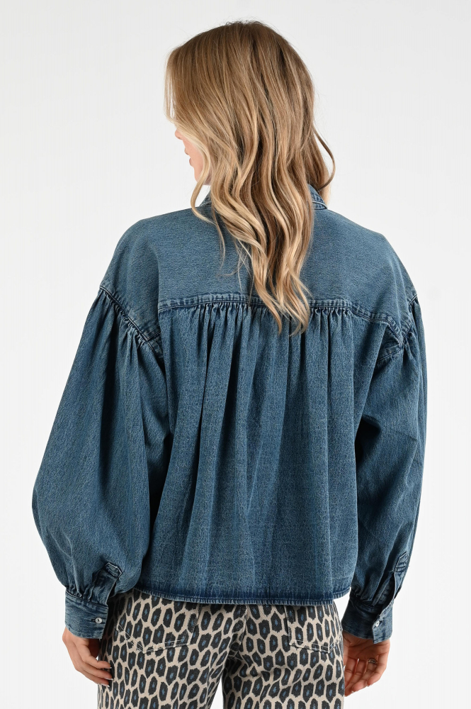 By-Bar sarah denim Blouse lange mouw Blauw