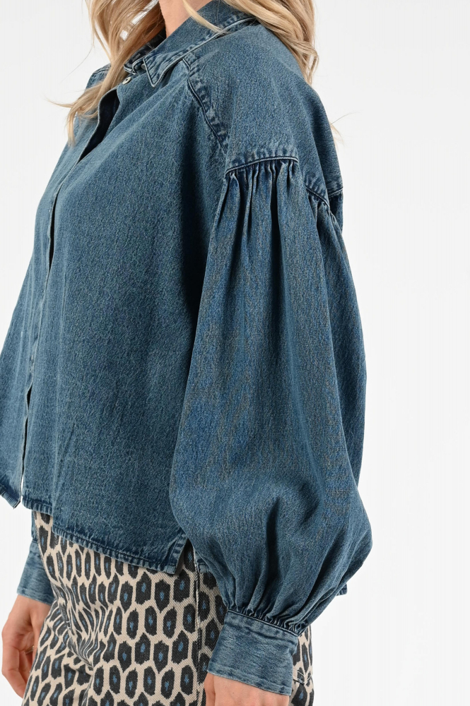 By-Bar sarah denim Blouse lange mouw Blauw