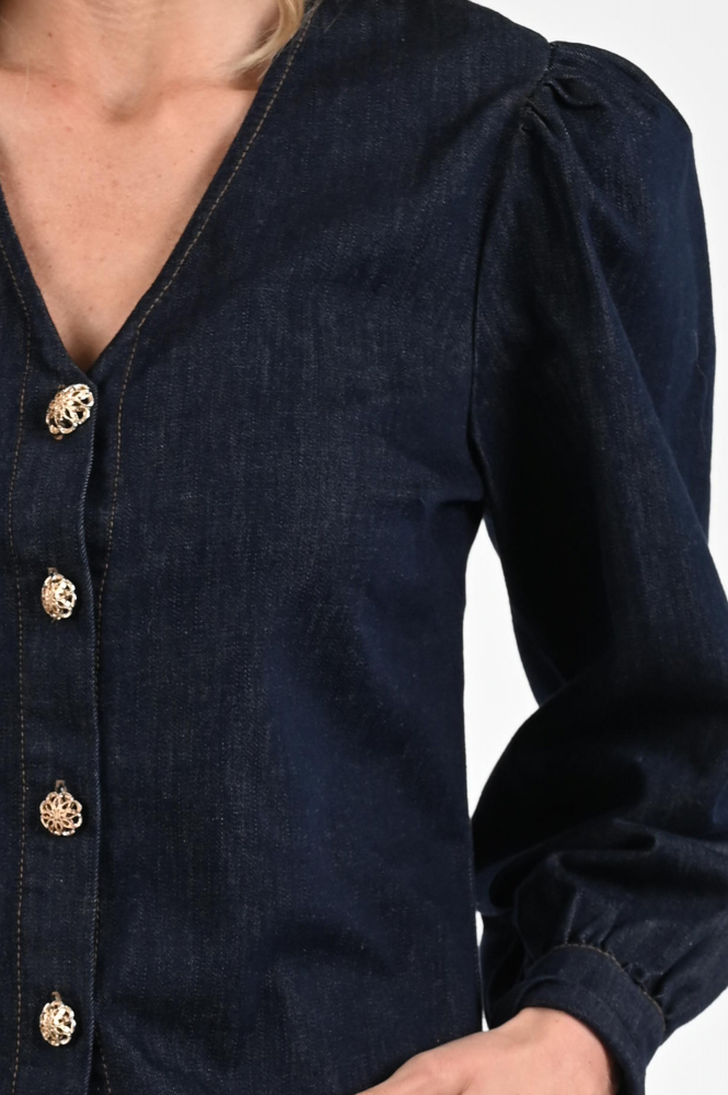 Geisha 53504-10 Blouse lange mouw Blauw