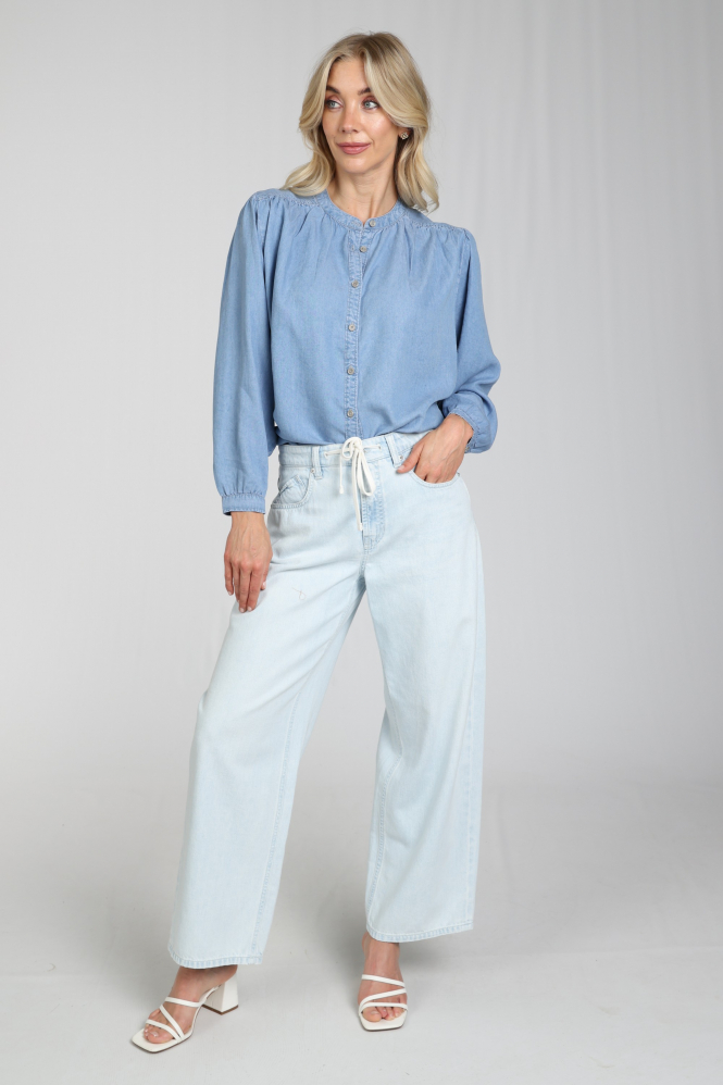 Geisha 63015-10 Blouse lange mouw Blauw