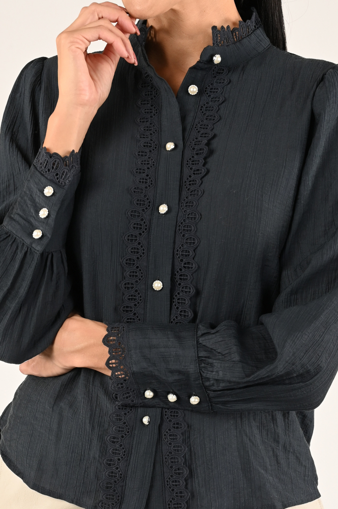 Co'couture 35600 Blouse lange mouw Blauw