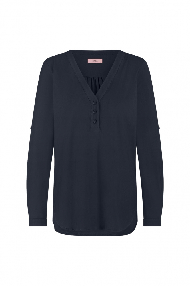 Studio Anneloes Evi blouse  Blouse lange mouw Blauw