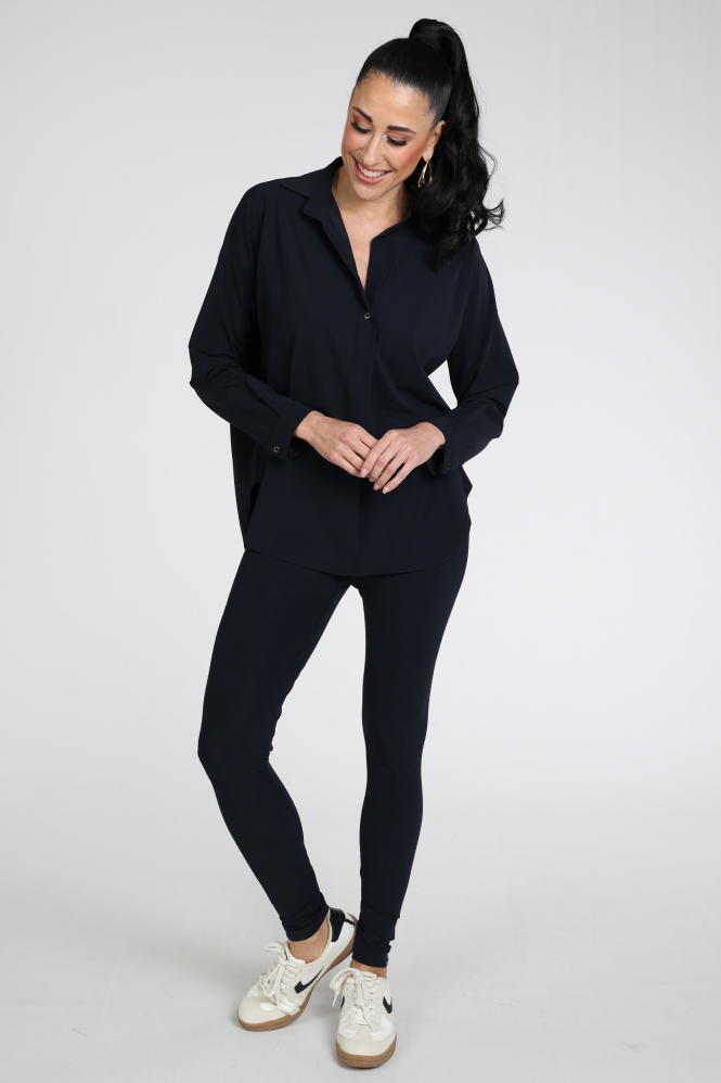 Penn & Ink Magda Blouse lange mouw Blauw