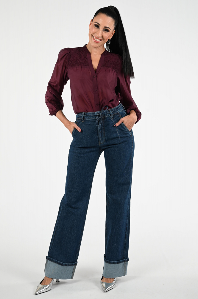 Co'couture Tafft v shirt Blouse lange mouw Rood