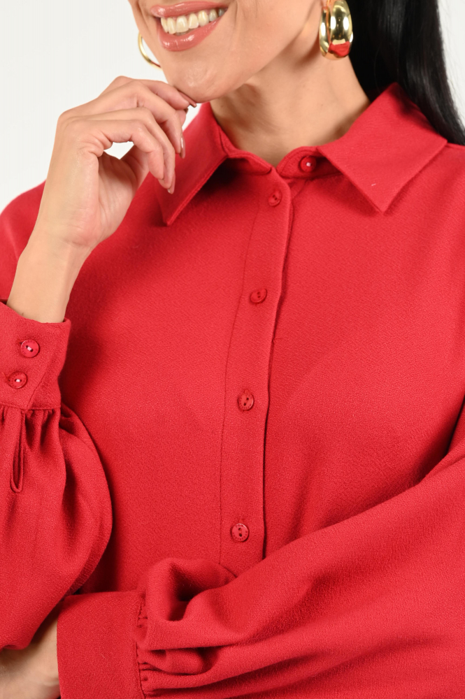 Pom Amsterdam SP9285 Blouse lange mouw Rood