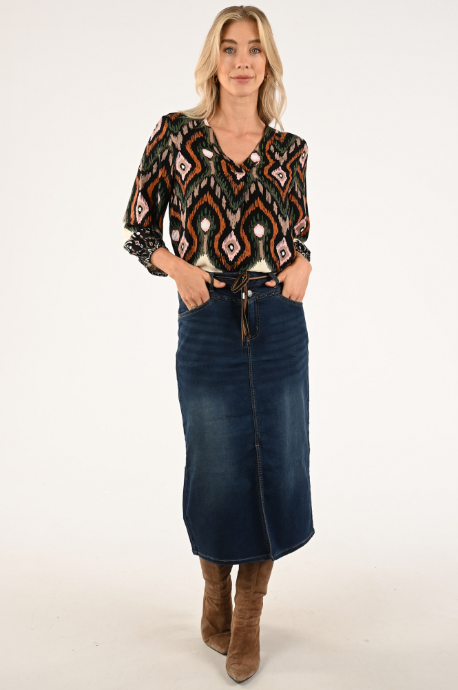 Smashed Lemon 23528 Blouse lange mouw Zwart