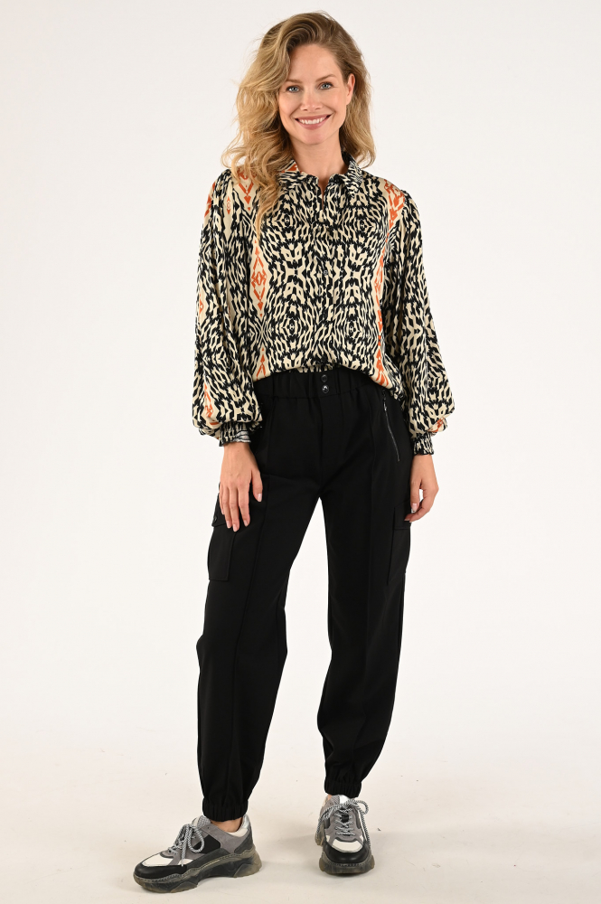 Geisha 33641-20 Blouse lange mouw Zwart
