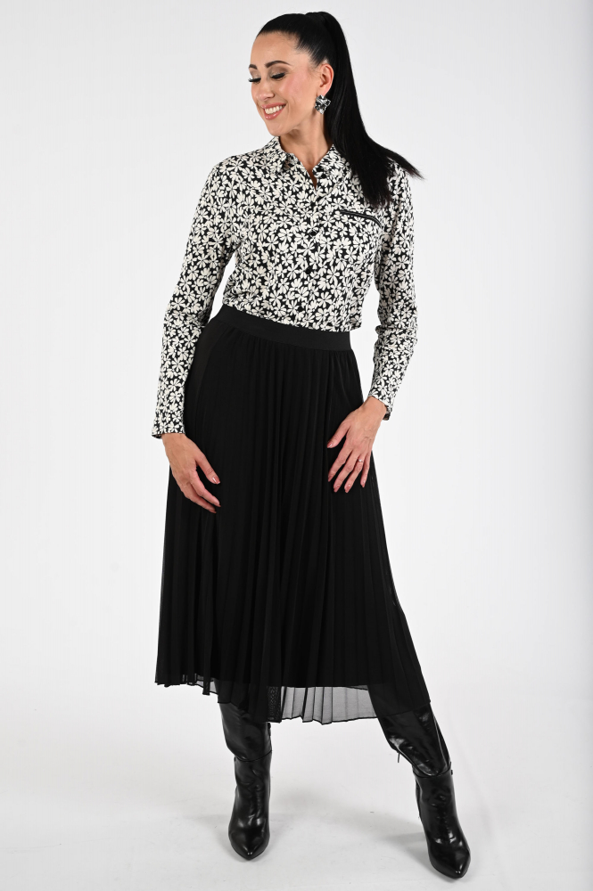 Frank walder 621101 Blouse lange mouw Zwart