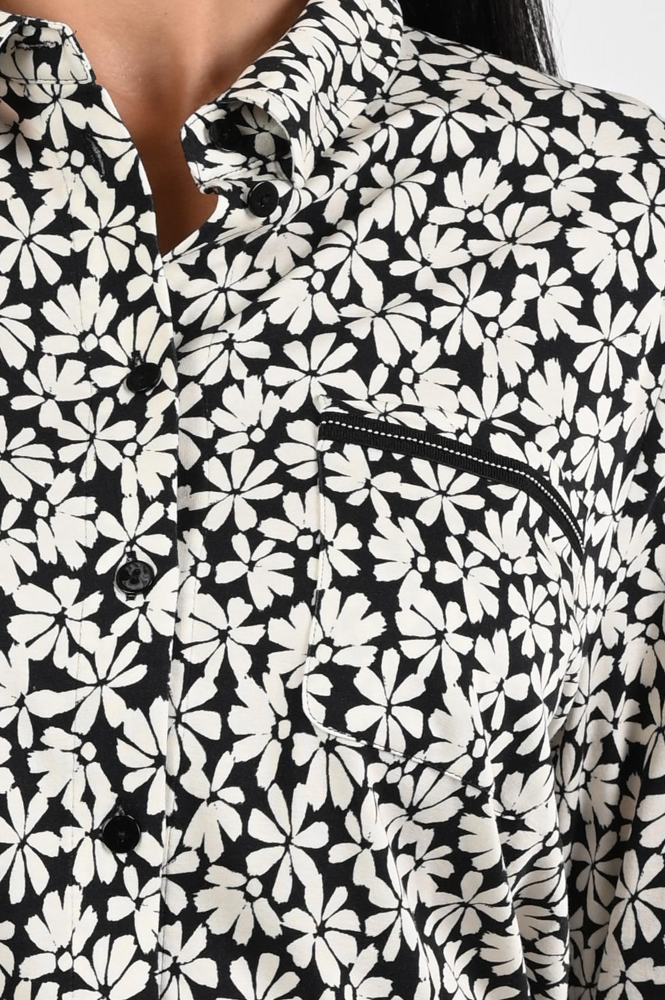 Frank walder 621101 Blouse lange mouw Zwart