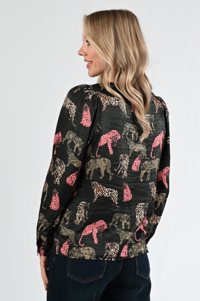 Geisha 53631-20 Blouse lange mouw Zwart
