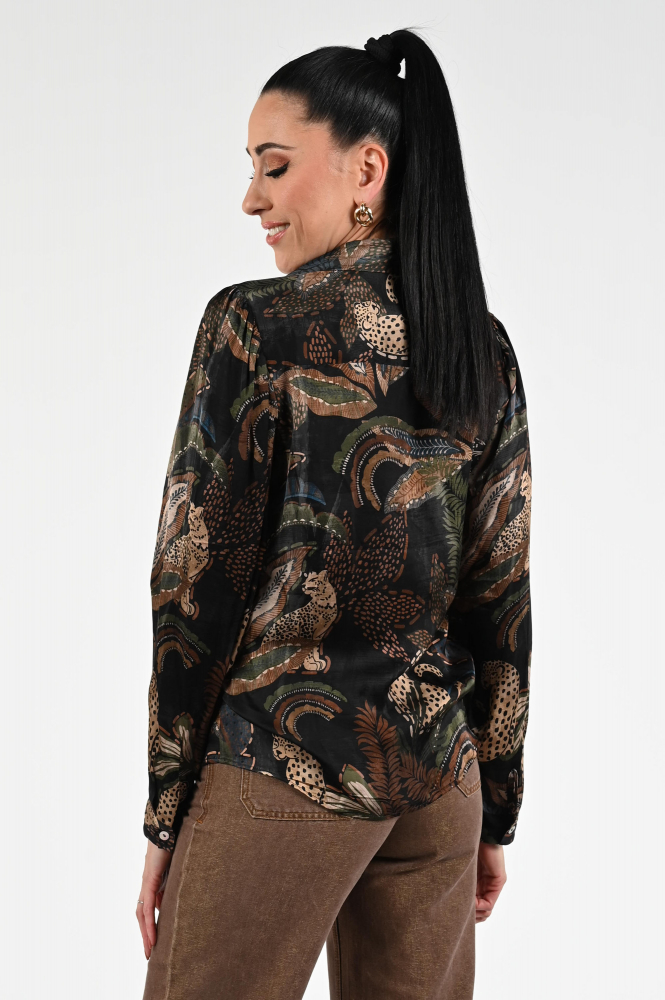 Geisha 53684-70 Blouse lange mouw Zwart