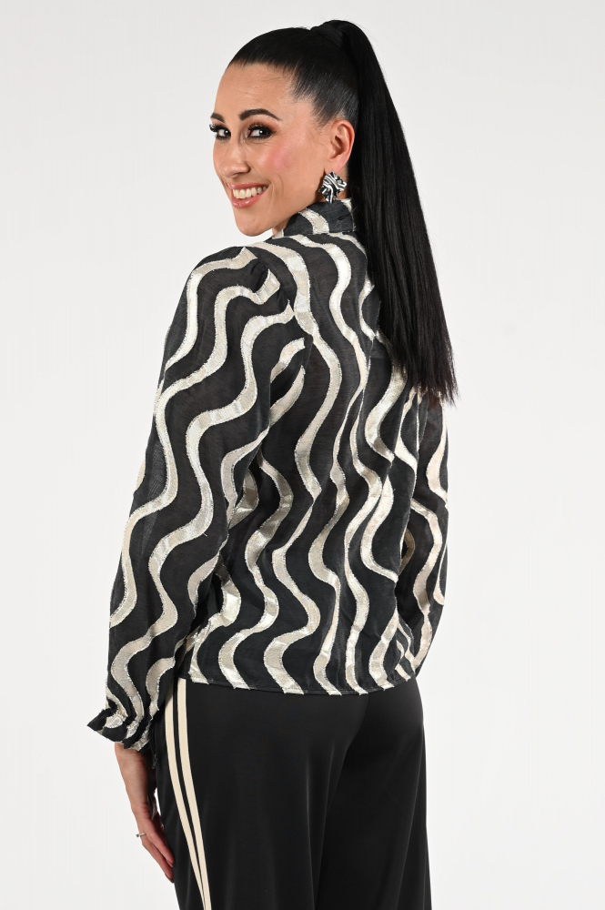 Geisha 53915-20 Blouse lange mouw Zwart