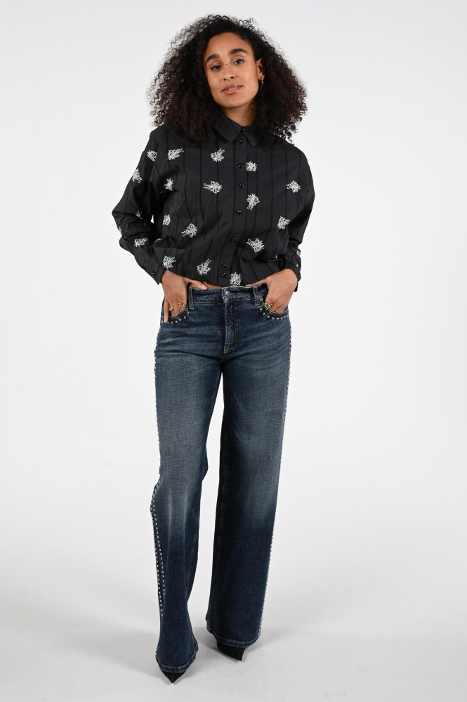 Nukus NKF02055 Blouse lange mouw Zwart