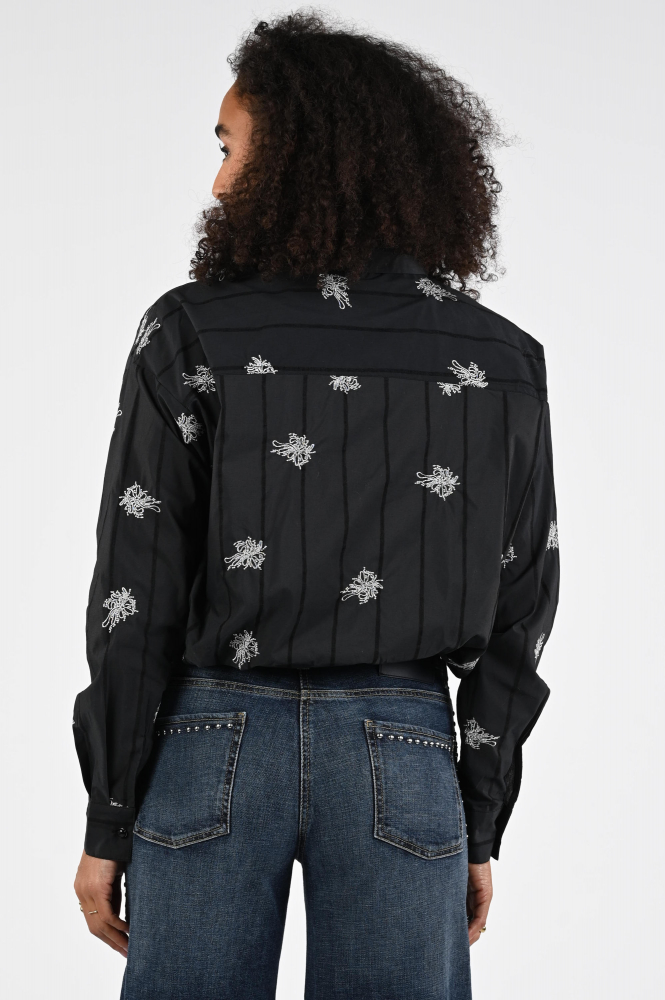 Nukus NKF02055 Blouse lange mouw Zwart