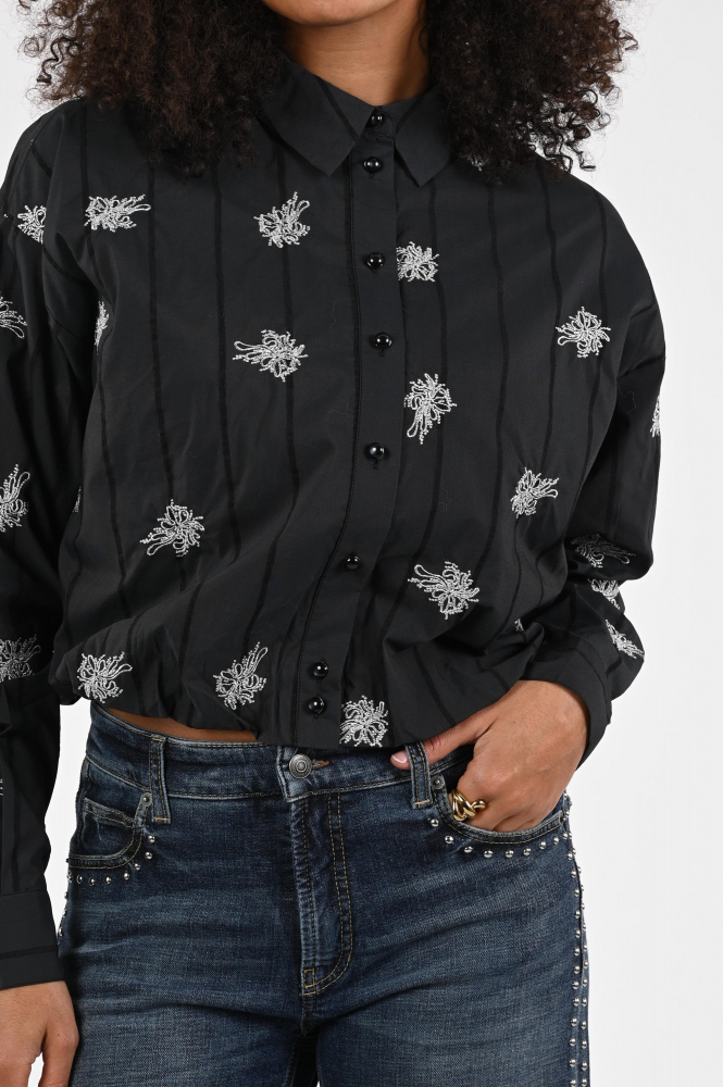 Nukus NKF02055 Blouse lange mouw Zwart