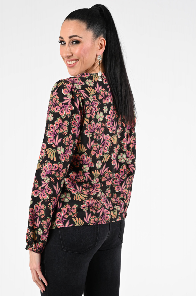 Geisha 53901-20 Blouse lange mouw Zwart