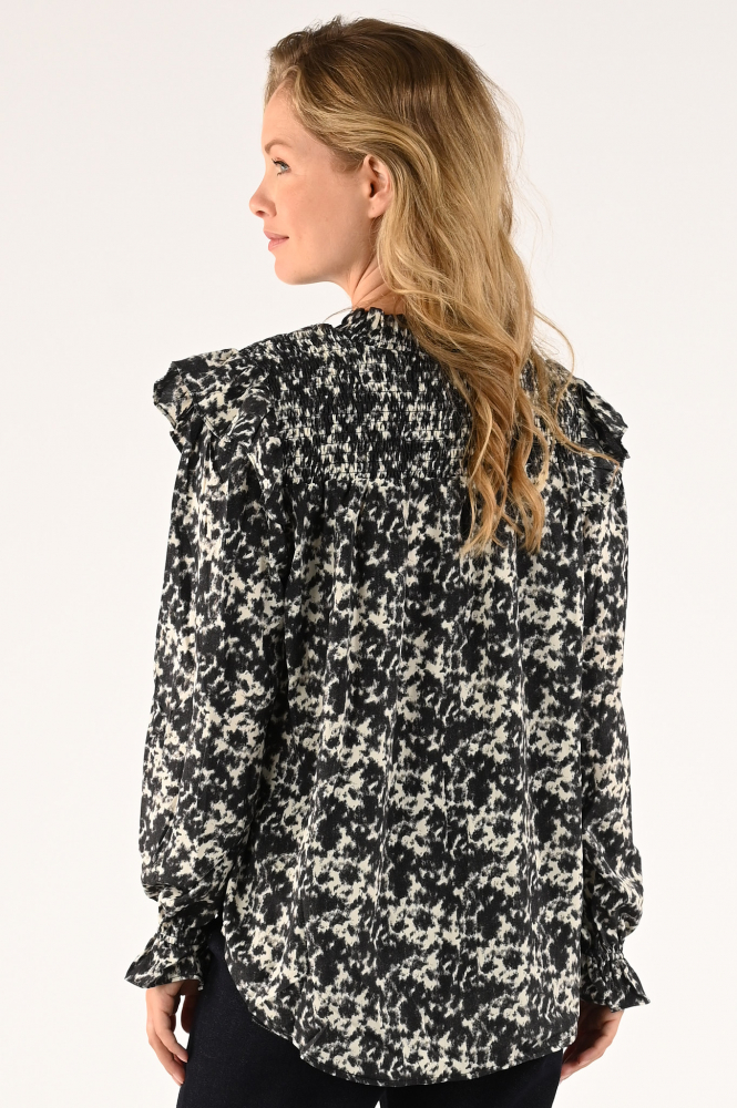 Co'couture baila smock Blouse lange mouw Grijs