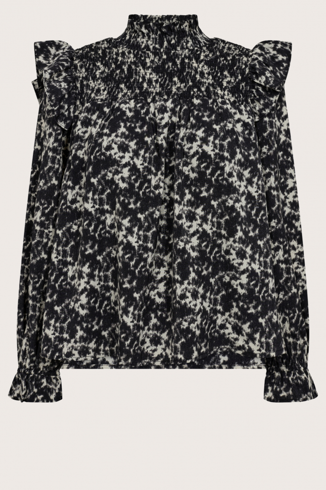 Co'couture baila smock Blouse lange mouw Grijs