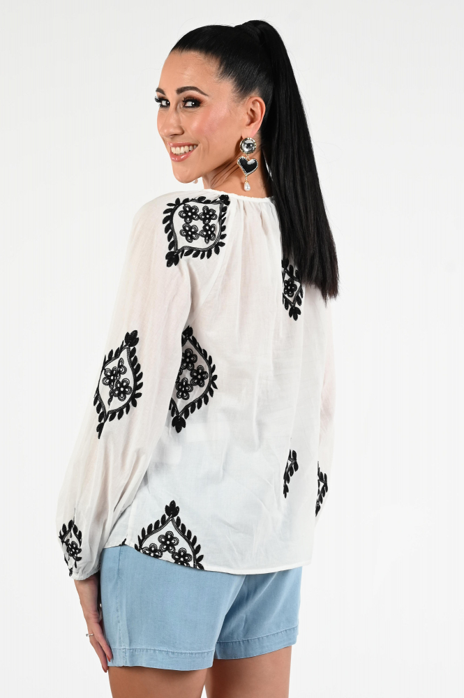 Geisha 53345-26 Blouse lange mouw Wit