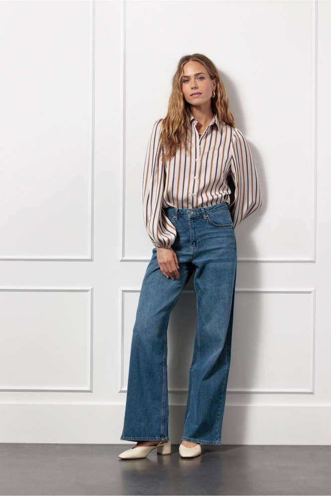 Studio Anneloes Lina stripe blouse  Blouse lange mouw Beige