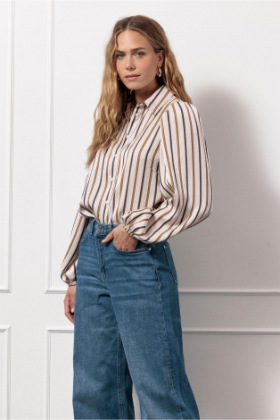 Studio Anneloes Lina stripe blouse  Beige