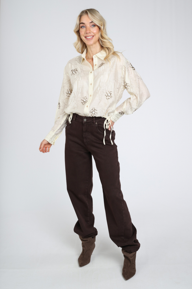 Nukus NKF02152 Blouse lange mouw Beige