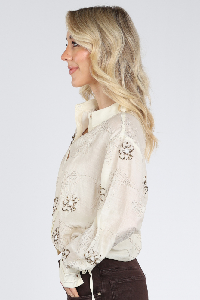 Nukus NKF02152 Blouse lange mouw Beige