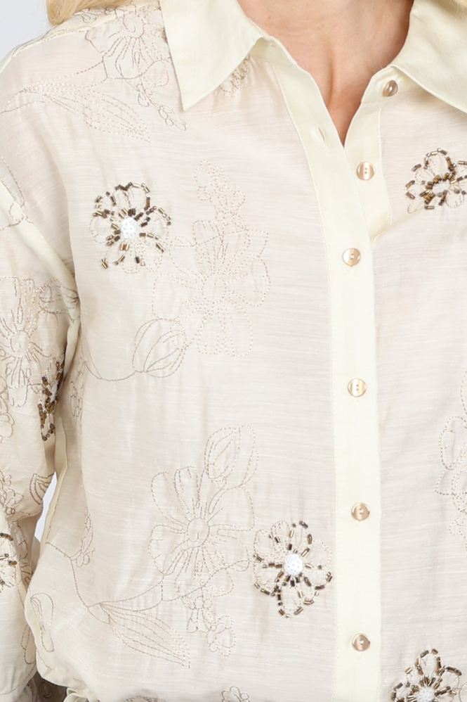 Nukus NKF02152 Blouse lange mouw Beige