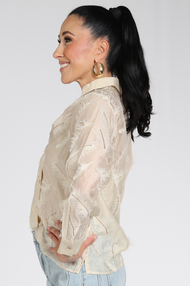 Nukus NKF02179 Blouse lange mouw Beige