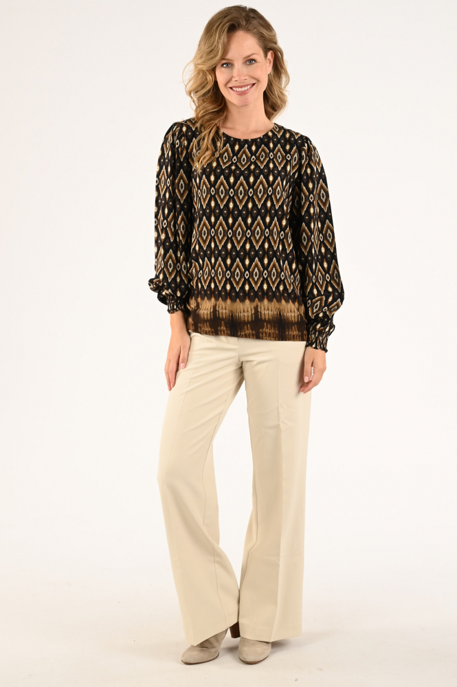 Smashed Lemon 23659 Blouse lange mouw Bruin