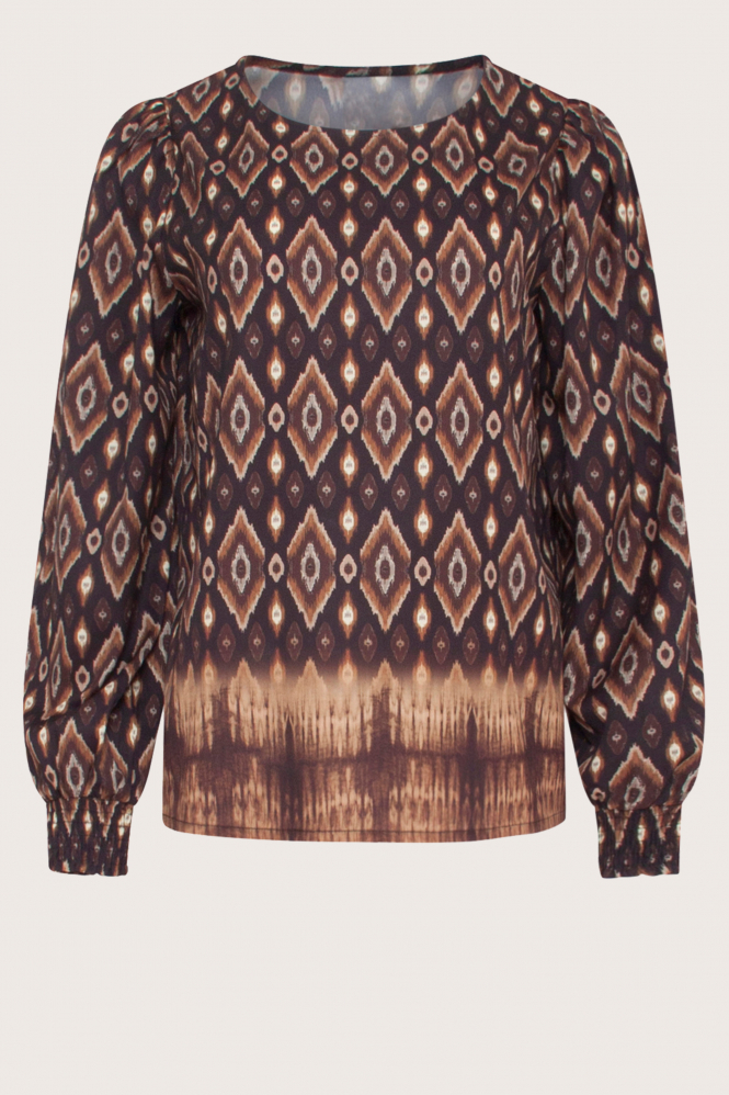 Smashed Lemon 23659 Blouse lange mouw Bruin