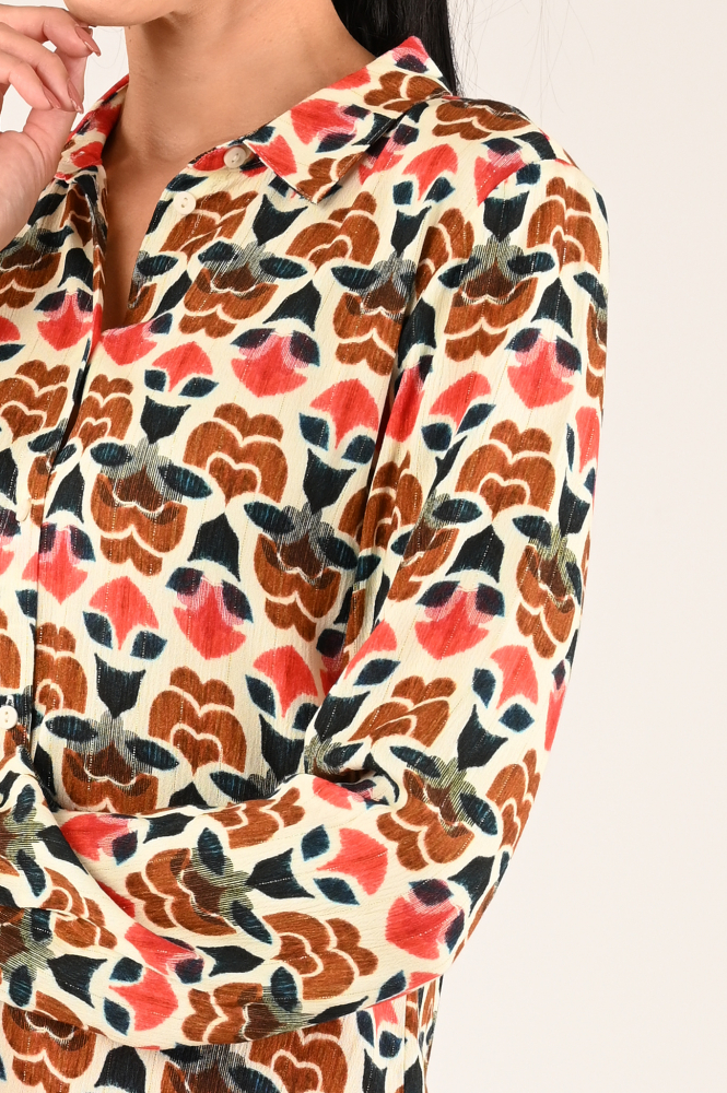 Geisha 43680-20 Blouse lange mouw Bruin
