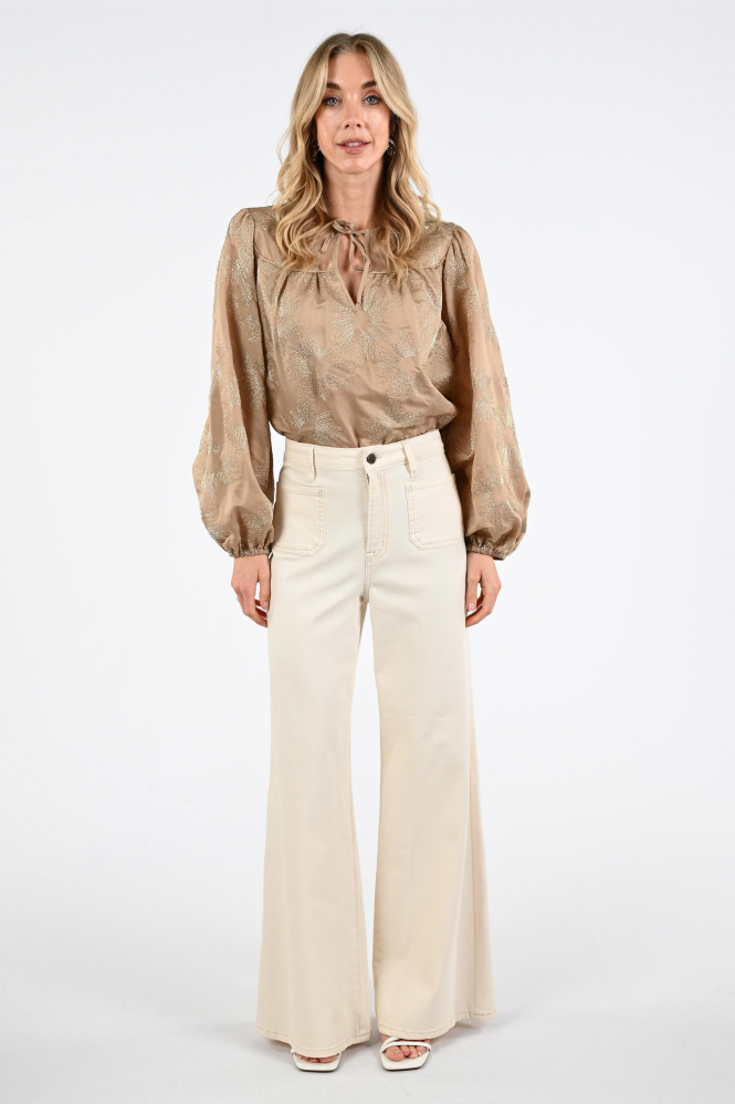 Nukus NKS02183 Blouse lange mouw Bruin