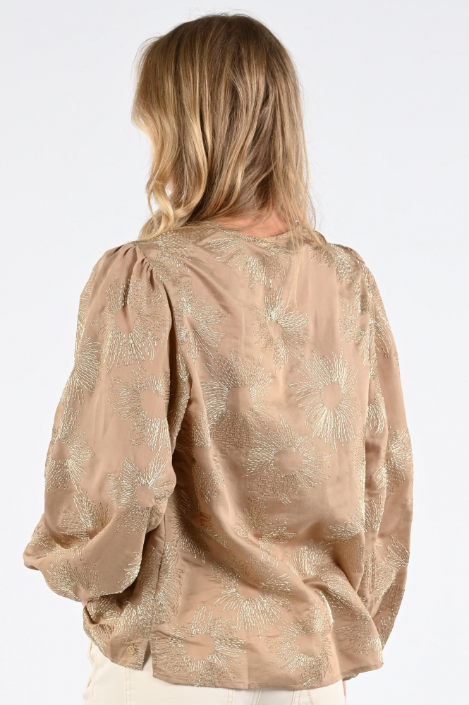 Nukus NKS02183 Blouse lange mouw Bruin