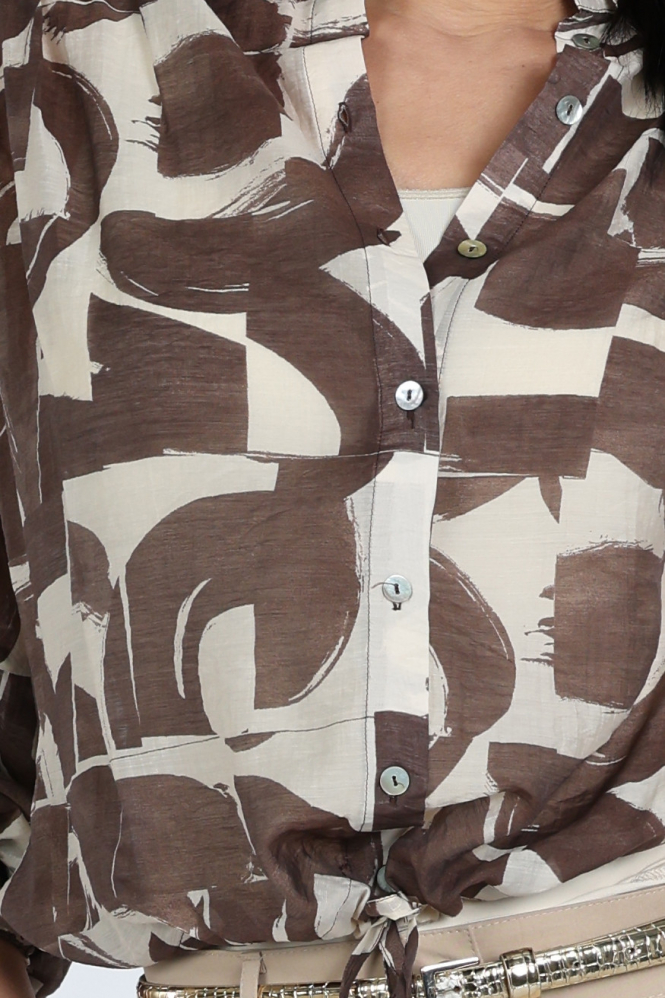 Summum 2s3462-12369 Blouse lange mouw Bruin