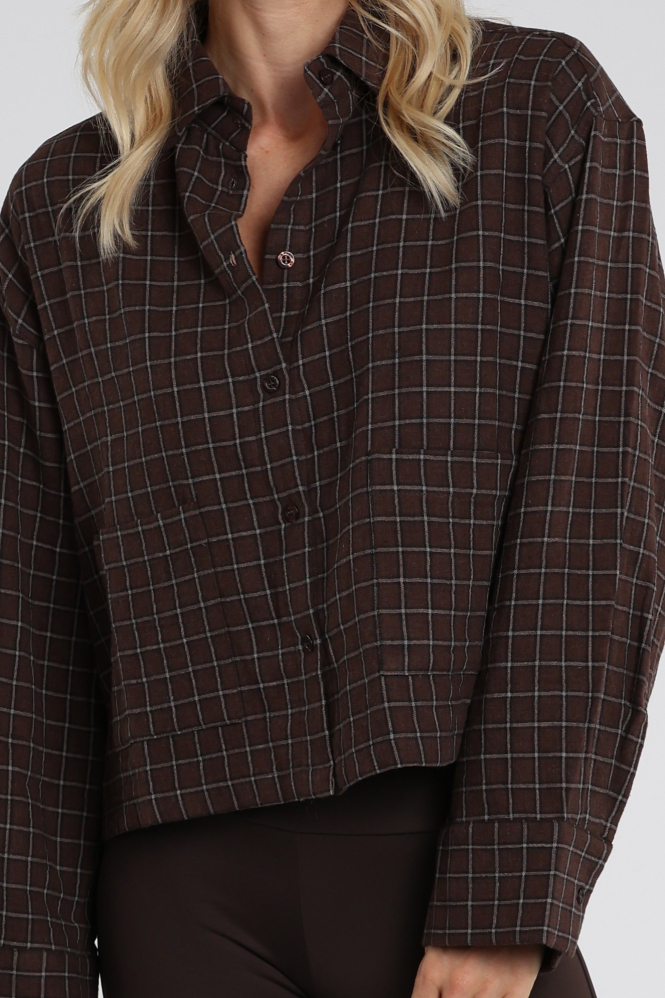 Deblon Sillia shirt 2631203 Blouse lange mouw Bruin