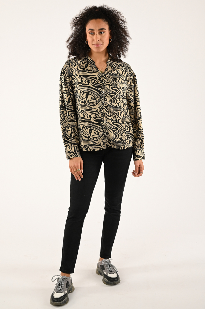 Geisha 33870-21 Blouse lange mouw Beige