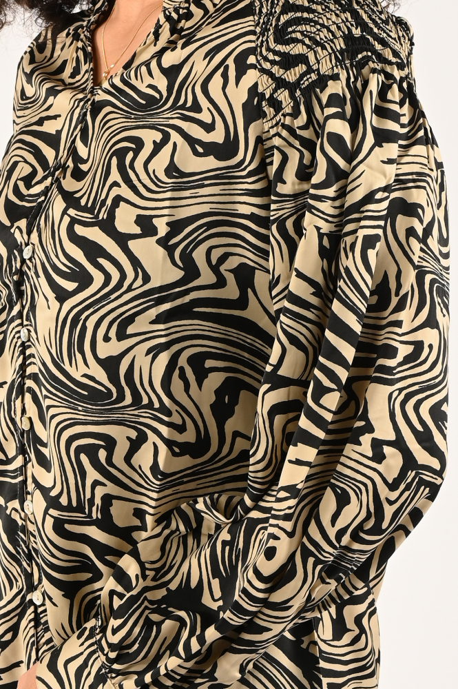 Geisha 33870-21 Blouse lange mouw Beige