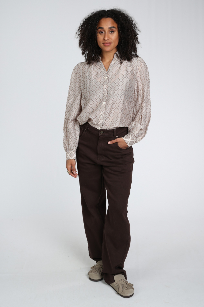 Nukus NKF02100 Blouse lange mouw Beige