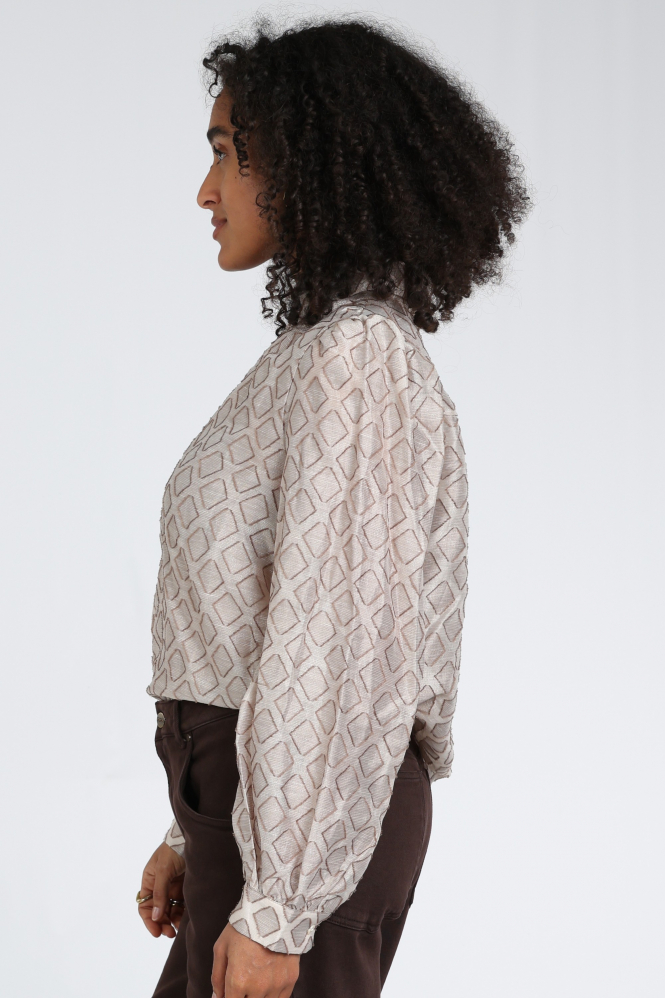 Nukus NKF02100 Blouse lange mouw Beige