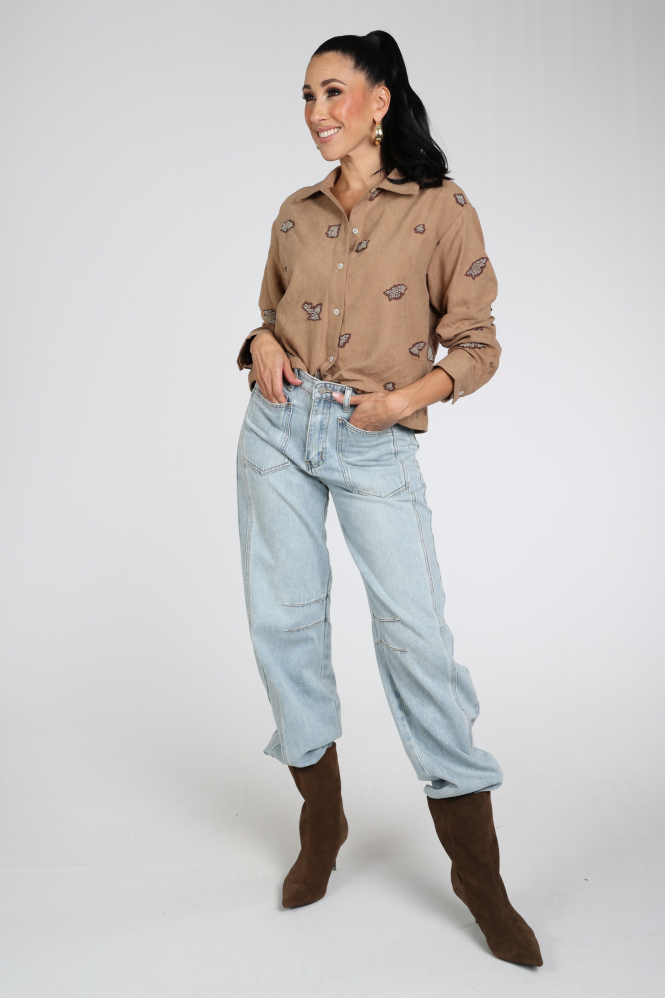Nukus NKF02132 Blouse lange mouw Beige