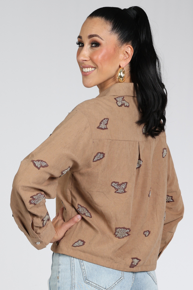 Nukus NKF02132 Blouse lange mouw Beige
