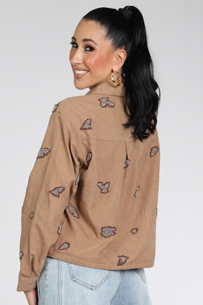 Nukus NKF02132 Blouse lange mouw Beige