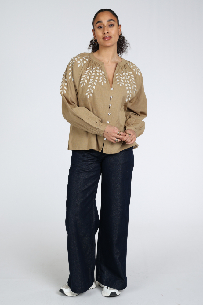 Summum 2s3449-12439 Blouse lange mouw Bruin